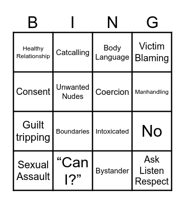 Consent Bingo Card