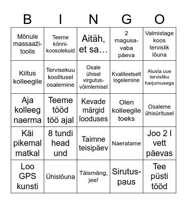 Tervisekuu 2024 Bingo Card