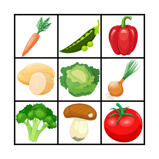 Vegetables Bingo Card