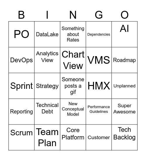 Product Quarterly Bingo Card