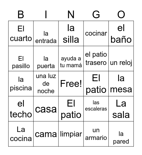 la casa Bingo Card