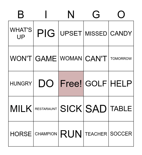 ASL BINGO Card