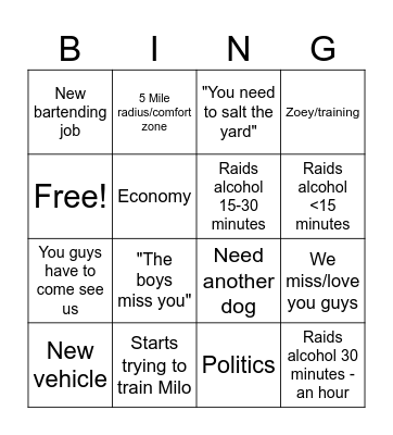 Game Night Fun Bingo Card
