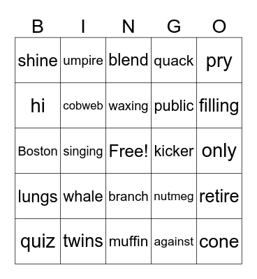 Fun BINGO Card