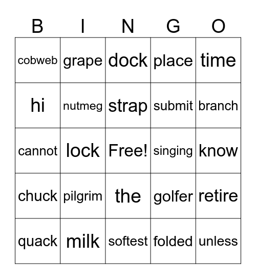 Fun BINGO Card