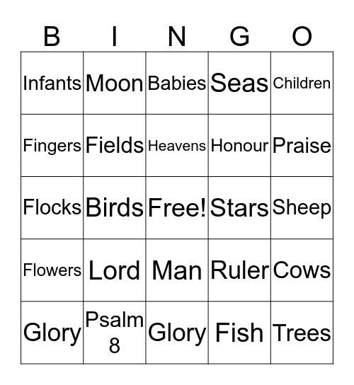 Psalm 8  Bingo Card