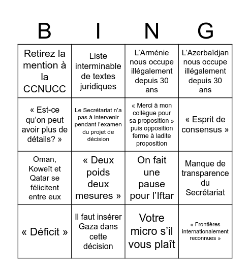 Conseil exécutif Xtreme Bogaloo Bingo Card