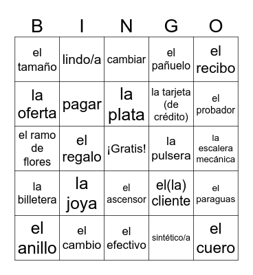 Que Chevere 9B Accesorios, la tienda Bingo Card