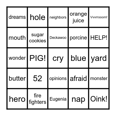 Mercy Watson Saves the Day Book #1 Bingo Card