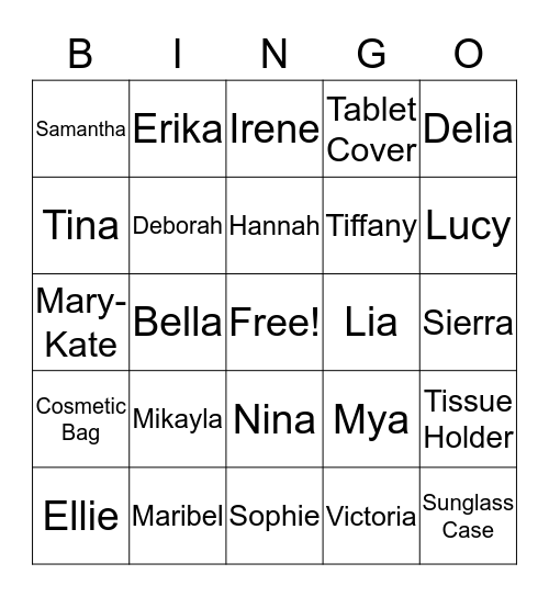 Krystals Destiny Bags Bingo Card