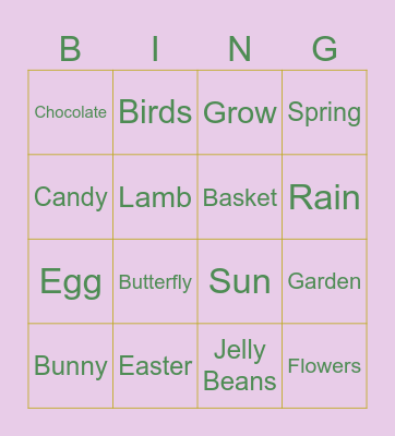 Easter Bingo Card