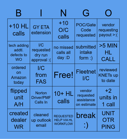 MCS Bingo Card