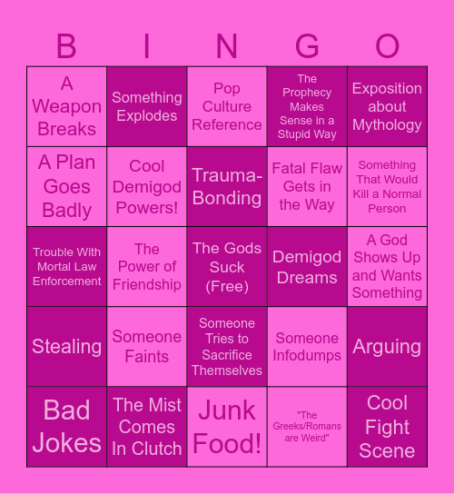 Quest Bingo Card