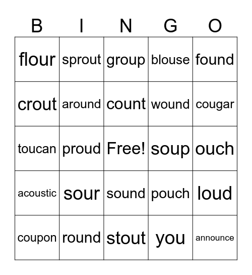 ou Vowel Team Bingo Card