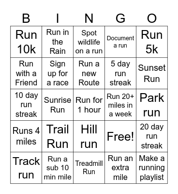 Amanda's April Runs for Autism Bingo Card