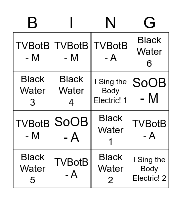 Legendary Bingo April/May Short Story Version Bingo Card