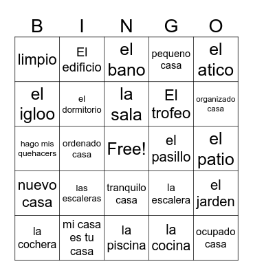 La casa Bingo Card