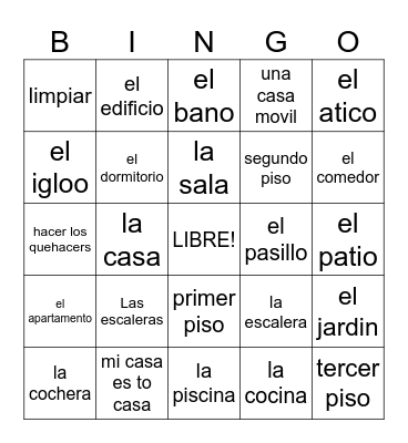 La casa Bingo Card