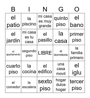 LA CASA Bingo Card