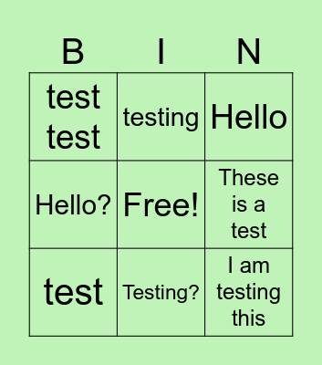 Bingo test Bingo Card