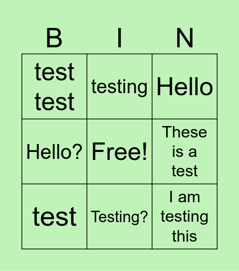 Bingo test Bingo Card