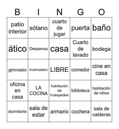 La Casa Bingo Card