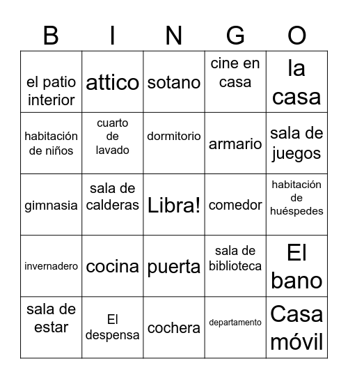 La Casa Bingo Card