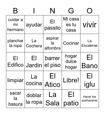 LA CASA Bingo Card
