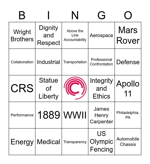 Bring Your Child to Work Day Bingo Card