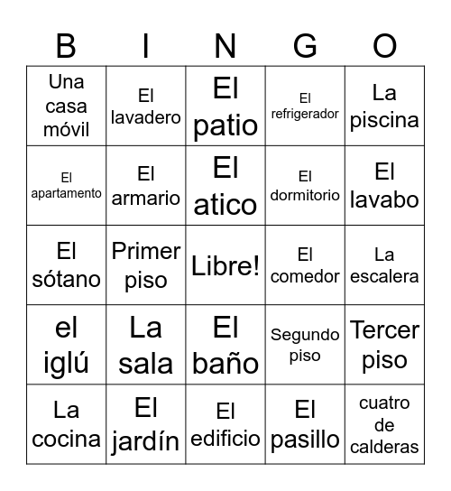 La Casa Bingo Card