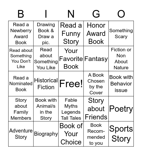 Read For the Win! 3rd-5th Grade Bingo Card