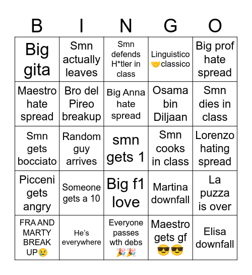 2023/4 Bingo Card
