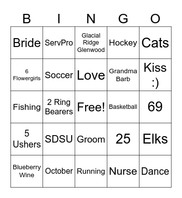 Madisson's Bridal Bingo Card