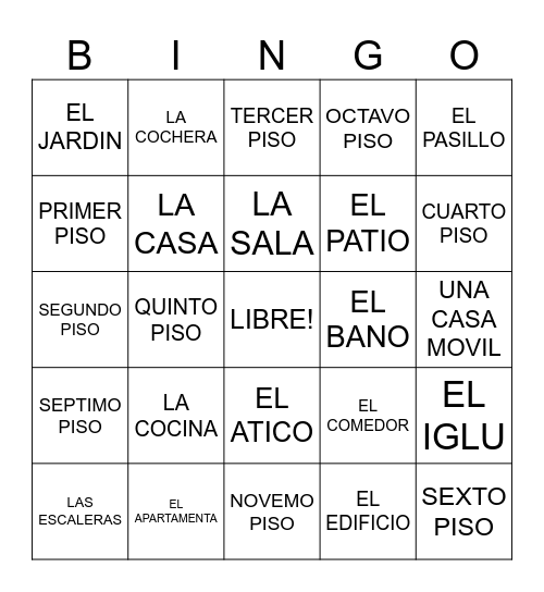 LA CASA Bingo Card
