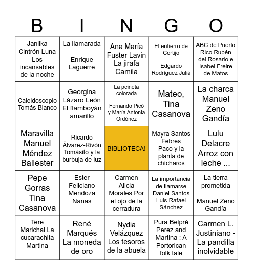 Semana de la Biblioteca Bingo Card