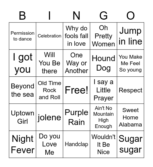 Music Bingo Card