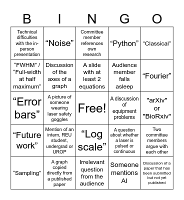 Nili's Defense! Bingo Card