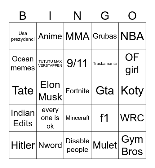 Reels Bingo Card