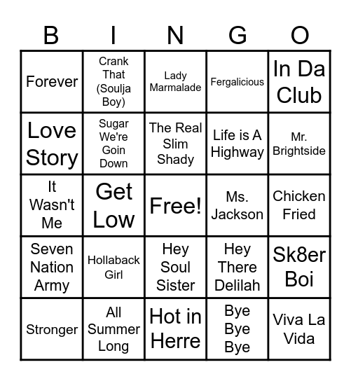 2000's Best Bingo Card