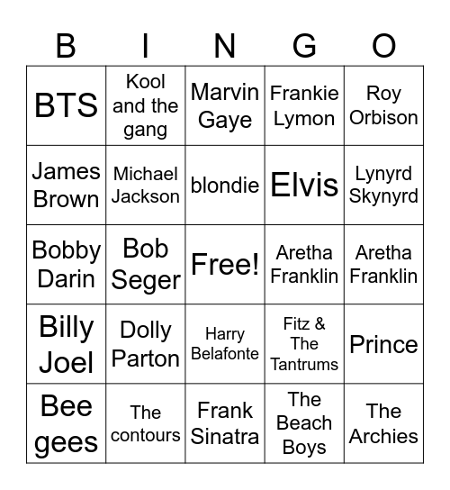 Artsit Bingo Card