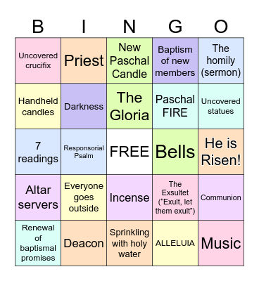 Easter Vigil Bingo Card
