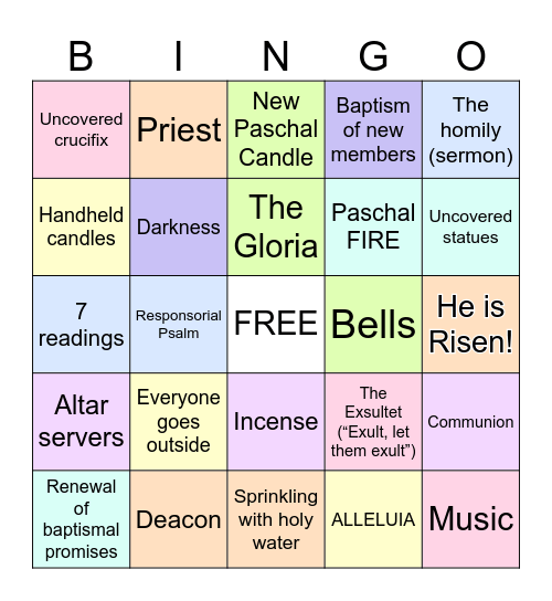 Easter Vigil Bingo Card