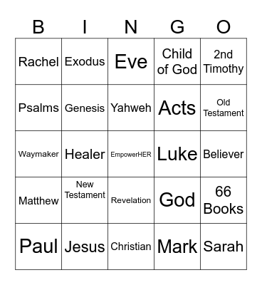 Bible Bingo Card