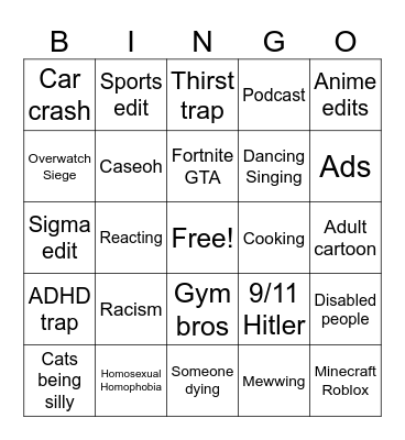 Instagram Reels bingo Card