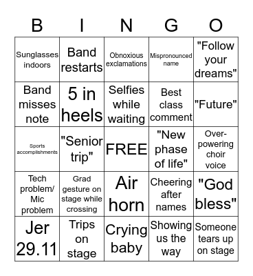 Graduation bingo  Bingo Card