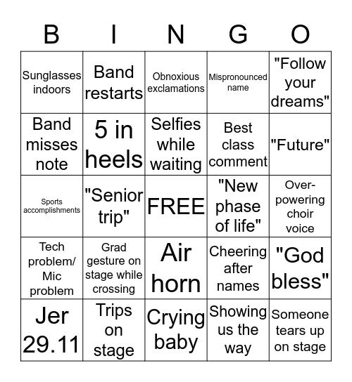 Graduation bingo  Bingo Card