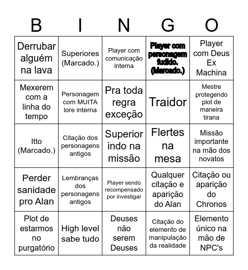 Alan Bingo Card