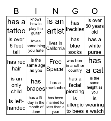 Find Someone Who... Bingo Card