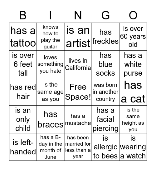 Find Someone Who... Bingo Card