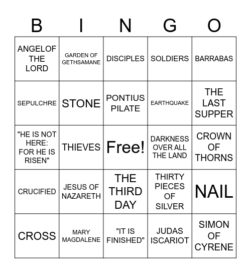 RESURRECTION Bingo Card